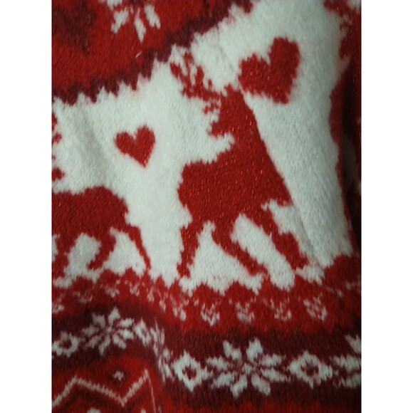 Destination Girls Woman S* Reindeer Red Christmas Sweater Mock Neck Pullover - Picture 4 of 9